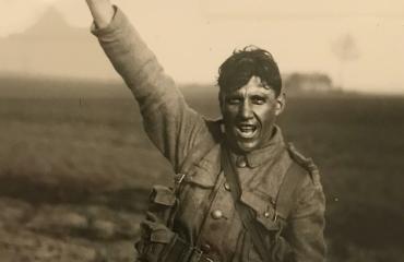 portuguese soldier signalling victory